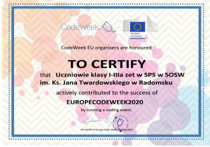 Certyfikat CODE WEEK